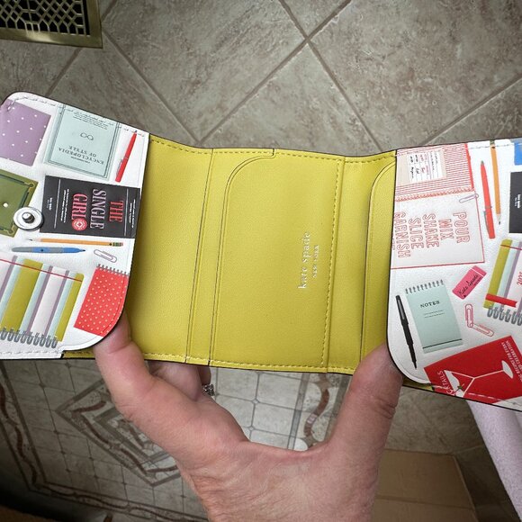 KATE SPADE PAGE TURNER CARD CASE TRIFOLD WALLET:NWT CREAM/MULTI - Picture 9 of 13